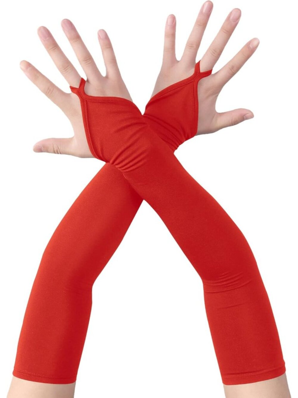 Women's Red Fingerless Elbow-length Opera,pageants Halloween Vintage Gloves